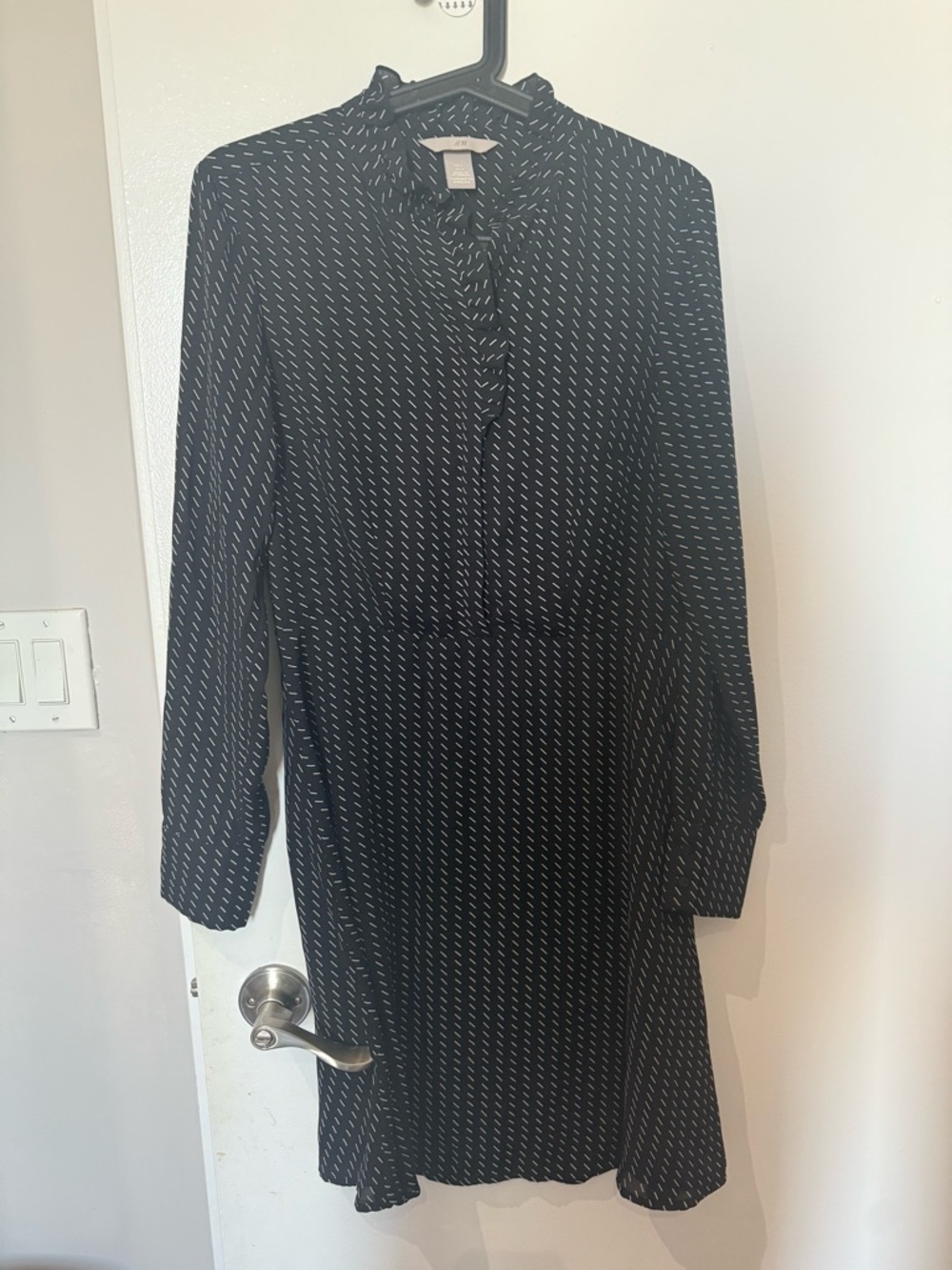 H&M Black Dress with White Dash Print — Long Sleeve